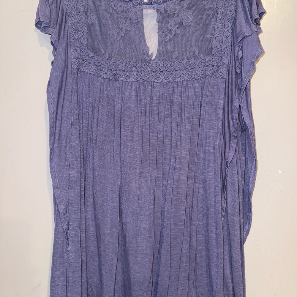 Torrid Purple Cap Sleeve Pleated Ruffled Blouse